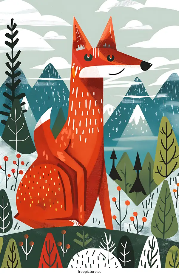 Red Fox In A Mountainous Landscape