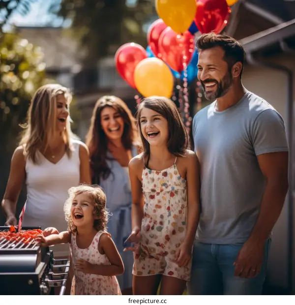 Family barbecue in the backyard