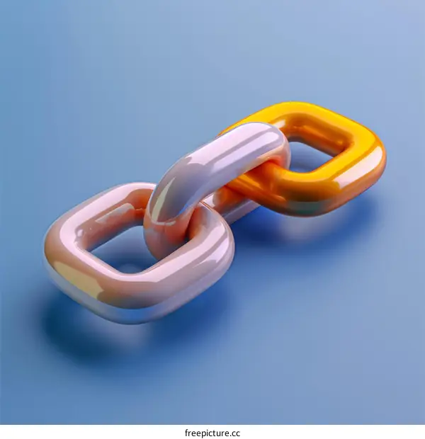 3D illustration of two connected glossy links