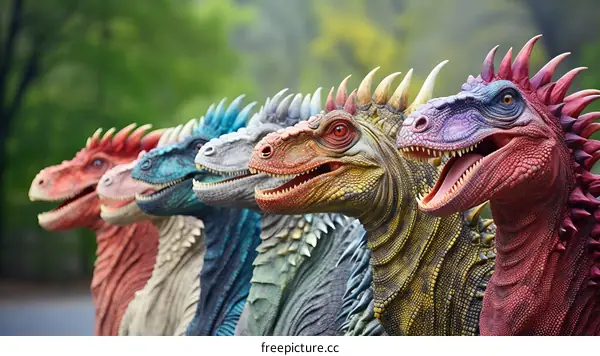 Colorful Dinosaur Sculptures