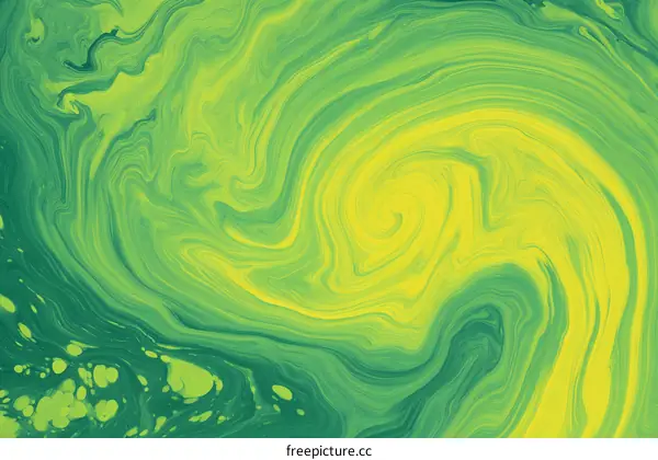Abstract Colorful Green Yellow Liquid Painting