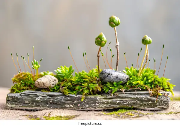 Closeup of Miniature Moss Garden