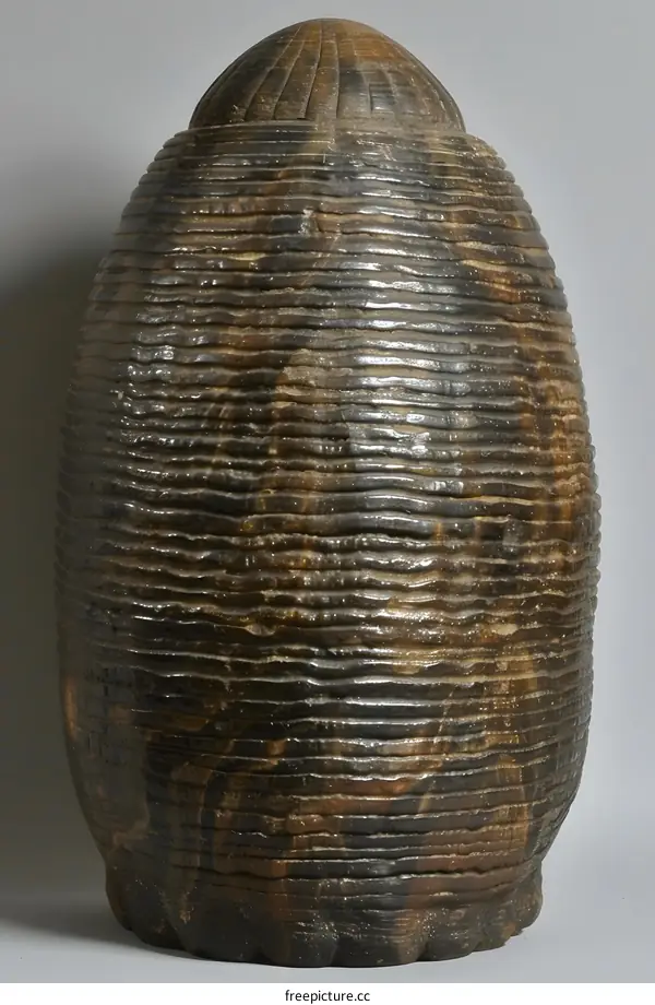 Antique carved wooden beehive