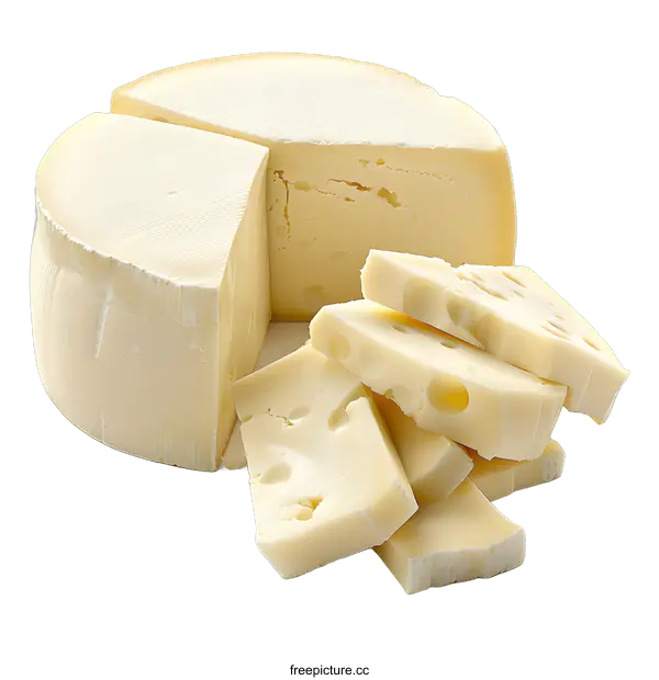 [Transparent Background PNG]Wheel of cheese with slices