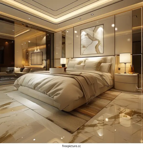 Luxury Modern Bedroom Interior Design Illustration