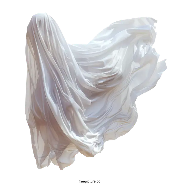 [Transparent Background PNG]White Fabric Draped Over a Form in the Wind