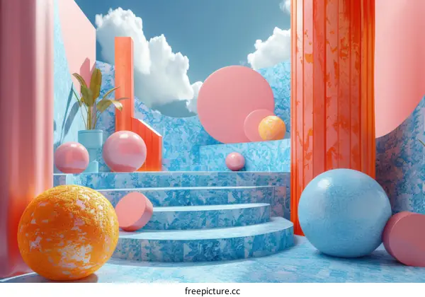 Abstract Geometric Shapes and Colors in a Stylish Setting