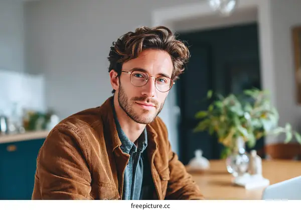 Portrait of a Caucasian Man in a Cozy Home Setting