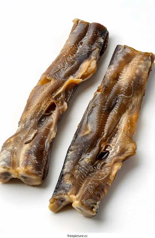 Dried Fish Snacks on White Background