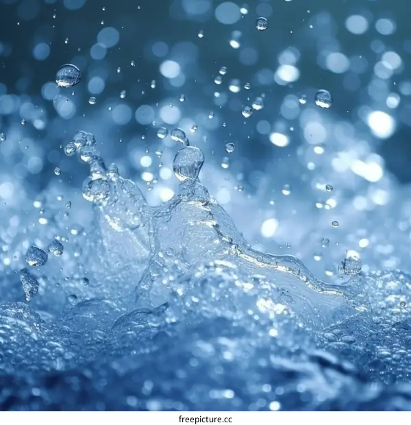 Close-up photo of water droplets forming a crown shape