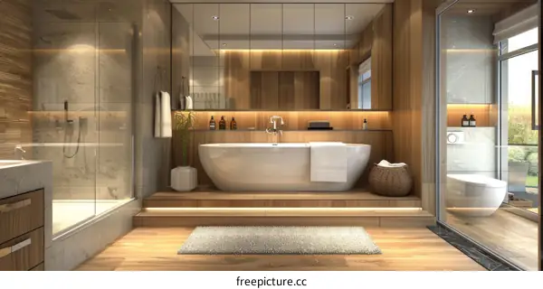 Modern Luxurious Wooden Bathroom Interior Design