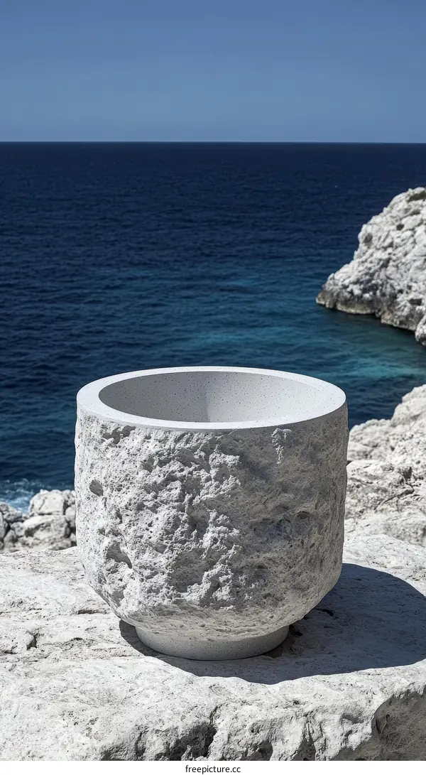 Modern Stone Planter by the Sea