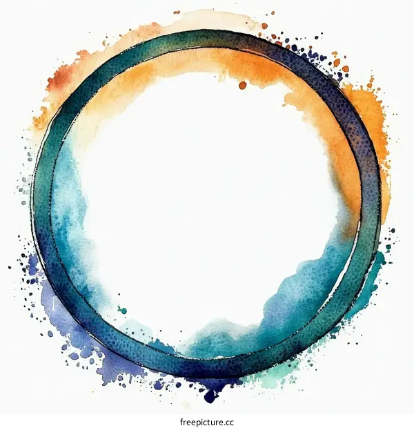 Abstract Watercolor Circle Frame Design