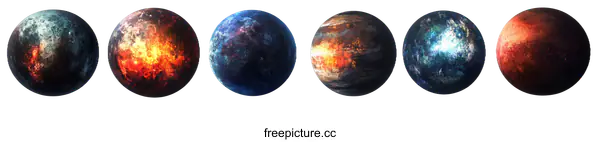 [Transparent Background PNG]Different Stages of Planetary Evolution