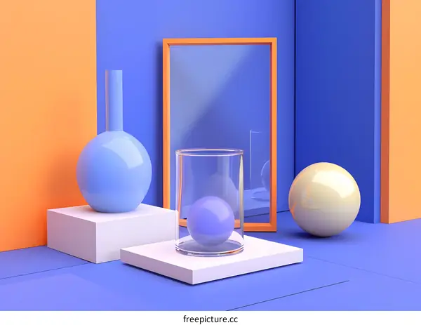 Minimalist Abstract 3D Still Life with Colorful Geometric Shapes