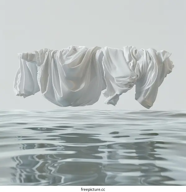 White clothes floating above the water surface