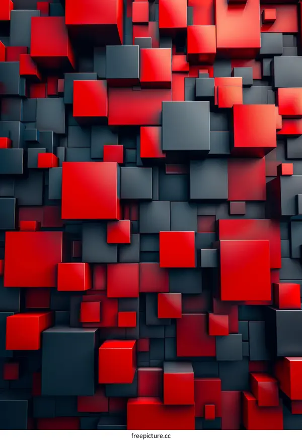 Abstract Background Red And Dark Cubes