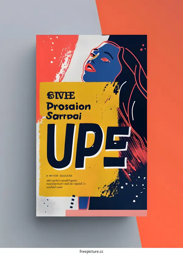 Abstract Art Poster With Woman Face and Colorful Design