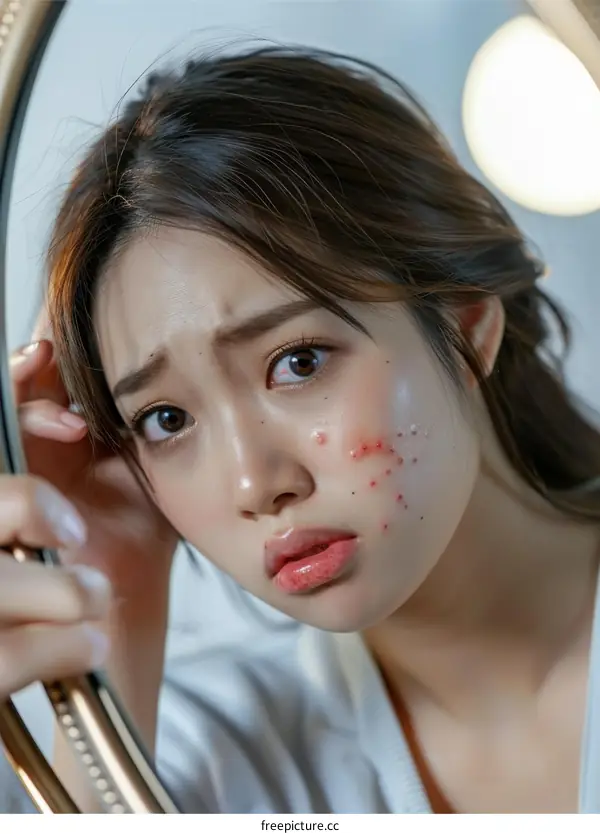 Woman Worried About Her Skin Problem