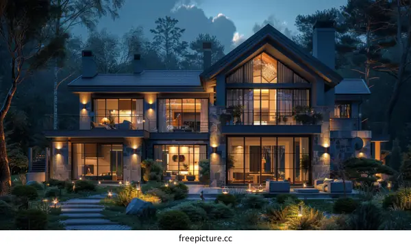 Luxury modern house in the forest