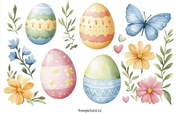 Easter Eggs Floral Decor Illustration