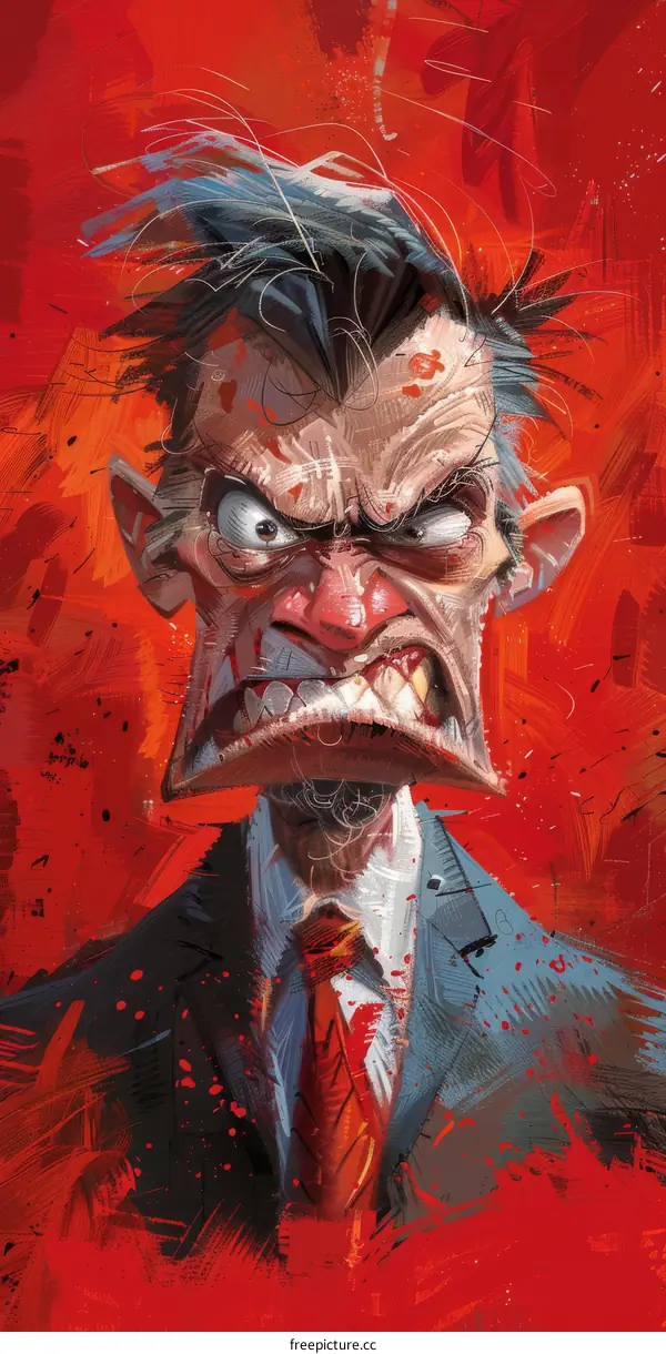 red portrait of an angry man