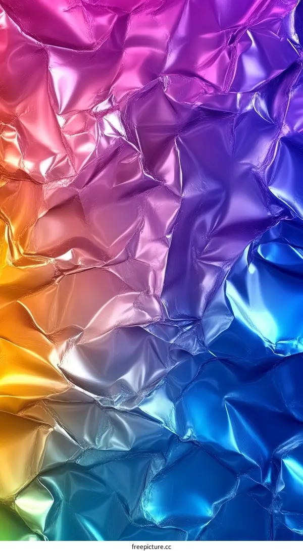 Colorful Crumpled Foil Texture Background