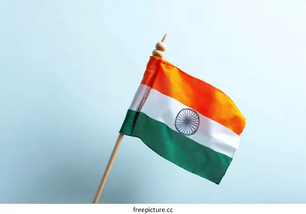 Indian Flag Close-up on Light Background