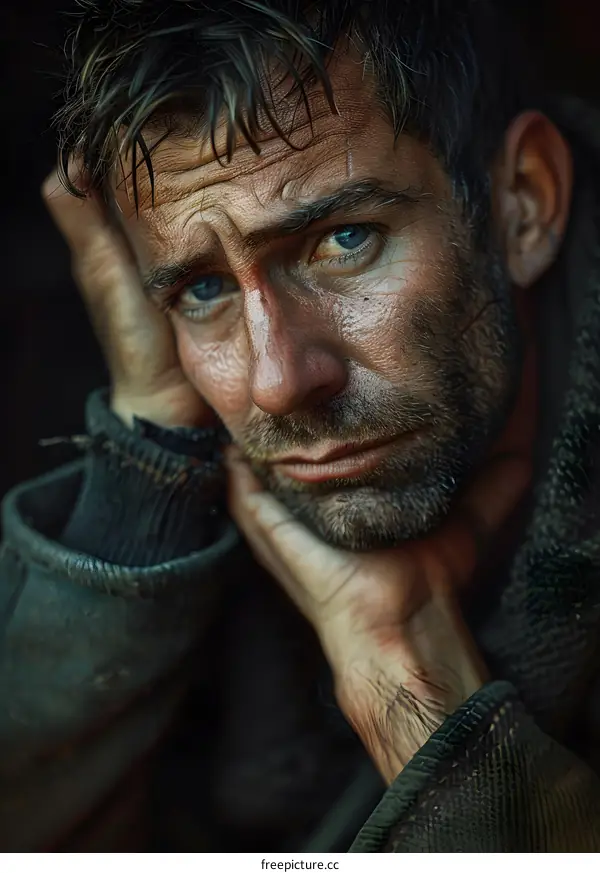 Portrait of a Man with Blue Eyes