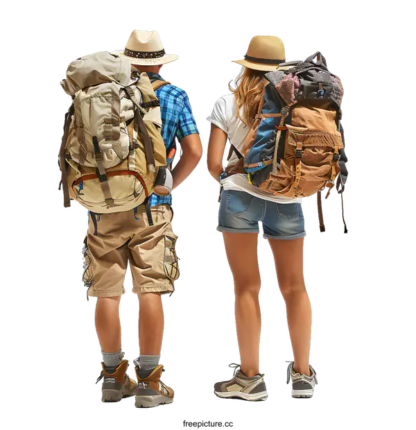[Transparent Background PNG]Couple Ready for Hiking Adventure