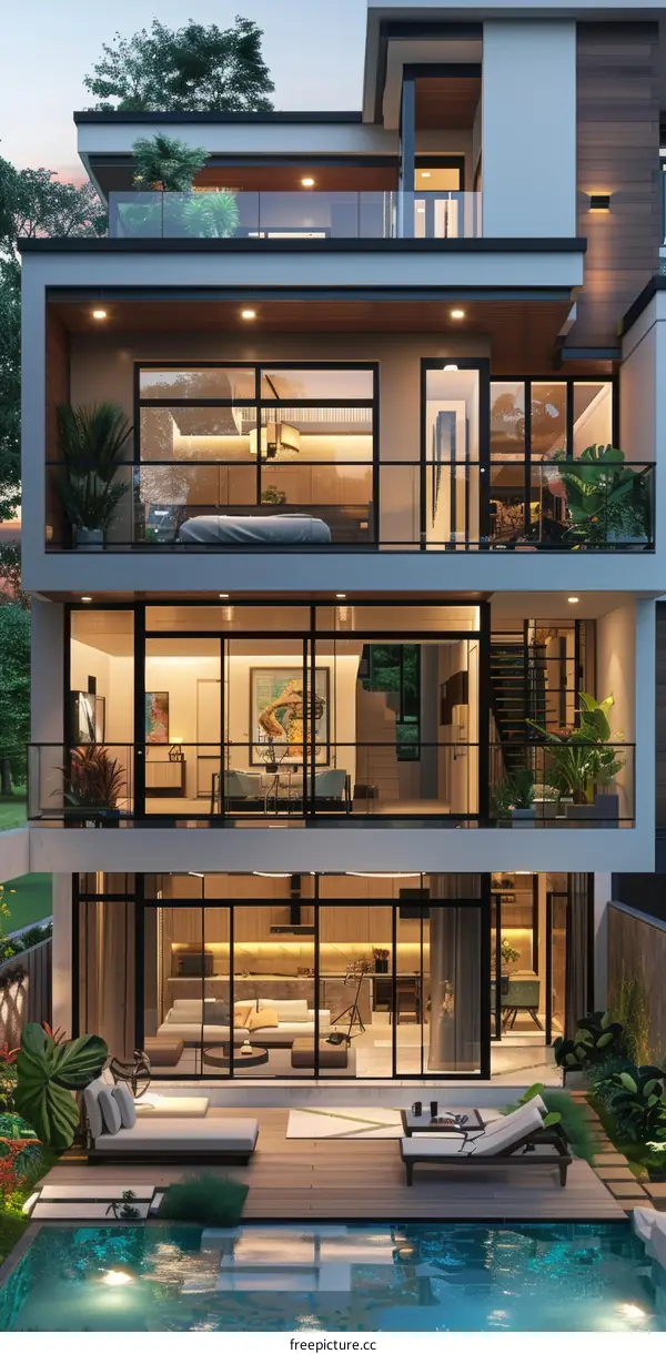Exquisitely Designed Modern 3-Story Residence with Pool