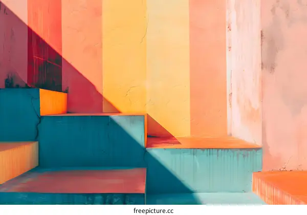Colorful Steps Against Wall