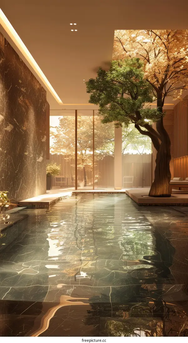 Elegant Japanese Style Spa Pool Interior