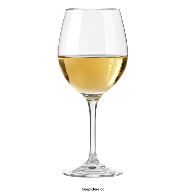 [Transparent Background PNG]Elegant White Wine Glass with Golden Liquid