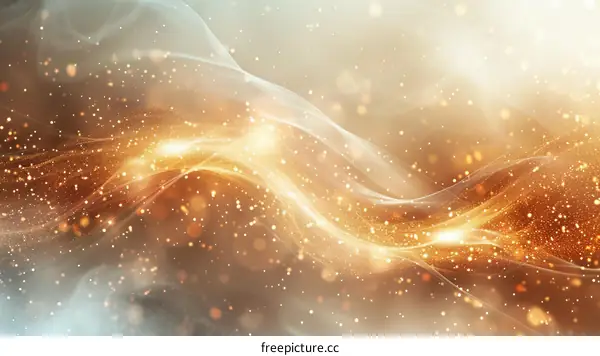 Golden Particles Flowing Gracefully on a White Canvas