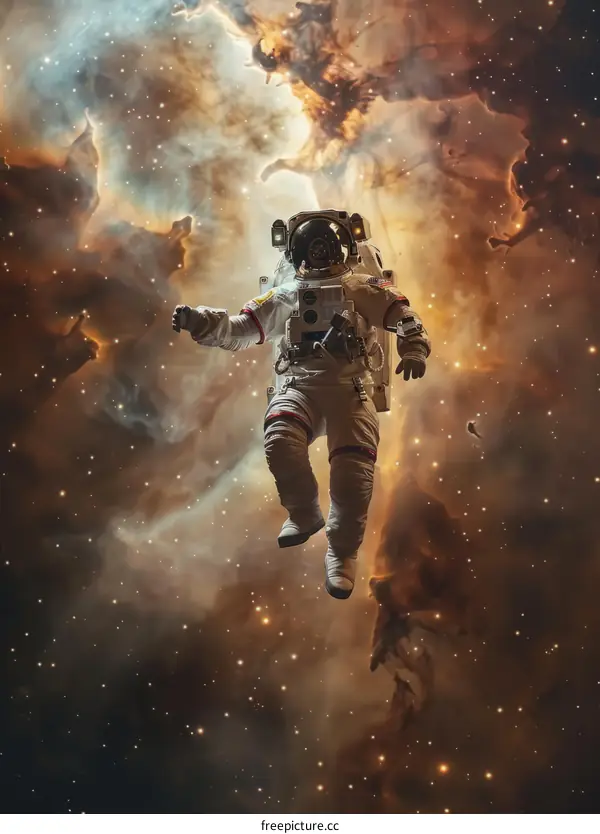Astronaut Exploring the Orion Nebula