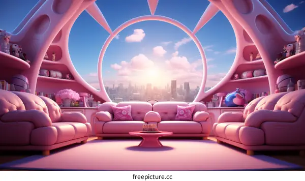 pink cartoon living room interior design