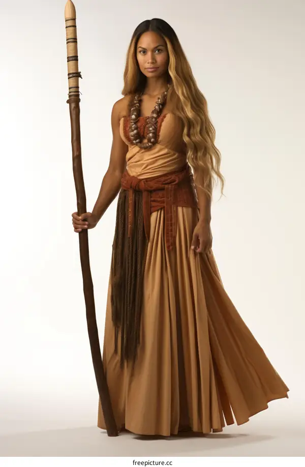 Polynesian woman in traditional dress