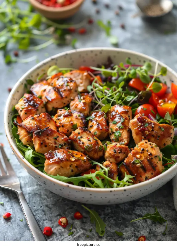 Grilled chicken breast with mixed veggies