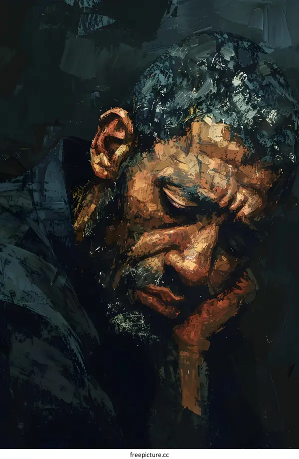 Portrait of a man with dark skin and a beard wearing a dark shirt