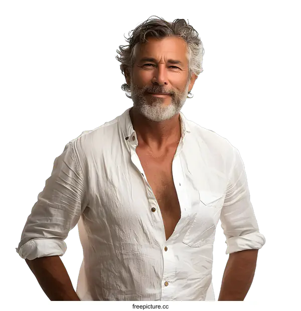 [Transparent Background PNG]portrait of a handsome gray haired man
