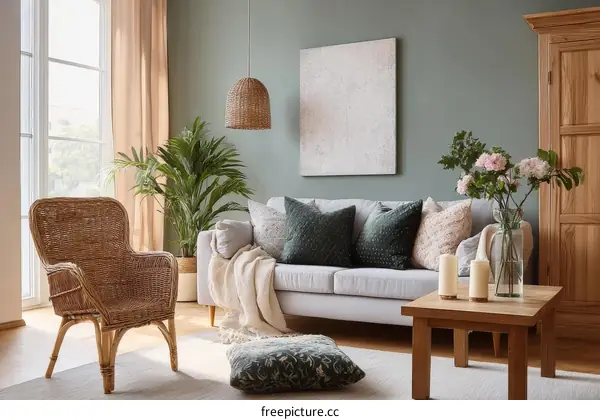 Cozy Living Room Interior Design with Natural Elements