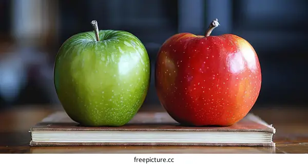 Two Apples: One Red and One Green