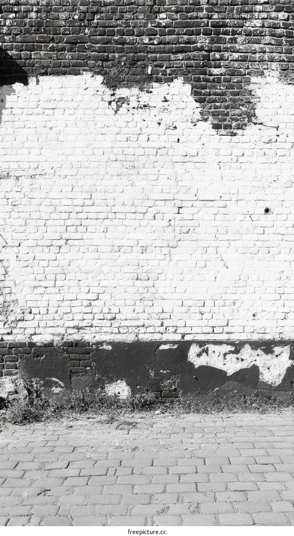 Aged Brick Wall and Cobblestone Pavement Background