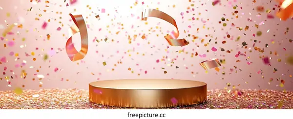 Golden Celebration Podium with Confetti
