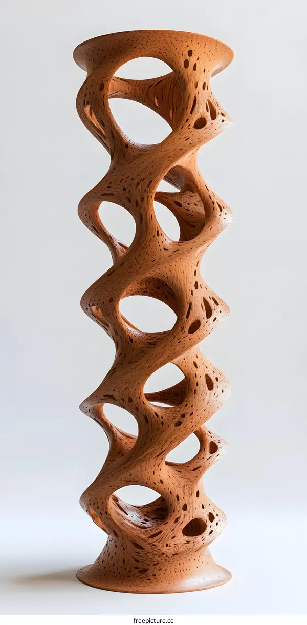Abstract Wooden Sculpture with Intricate Design