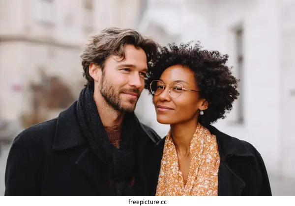 Couple Outdoors City Street Portrait