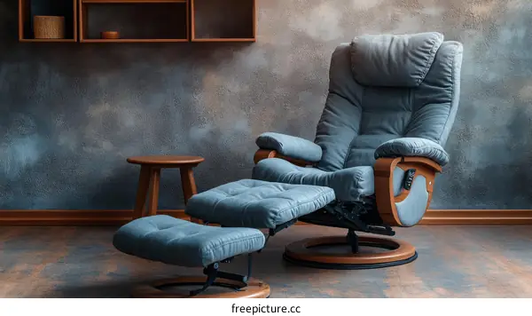 Relaxing Modern Gray Recliner and Ottoman Set