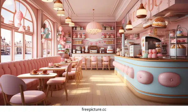 Pink Cafe Interior Design with Cute Decor