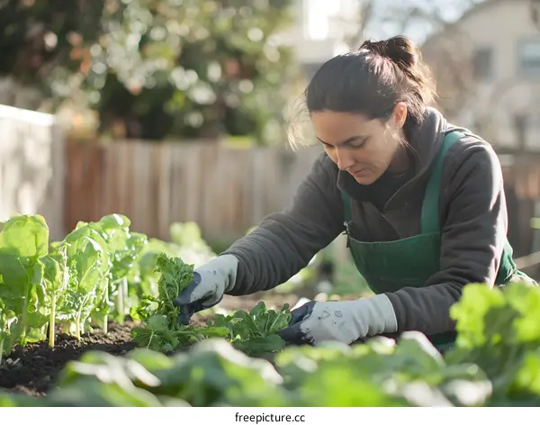 Woman Working in Her Garden
